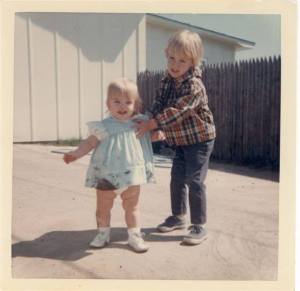 Youngest of 7, my sister closest in age to me, Susanna, helps me out in a muddy situation.